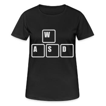 WASD Tastatur Tasten Gamer - Frauen T-Shirt atmungsaktiv - Schwarz - Vorne - AI Model Female 172 light (172cm)