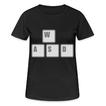 Computer WASD Tastatur Tasten - Frauen T-Shirt atmungsaktiv - Schwarz - Vorne - AI Model Female 172 light (172cm)