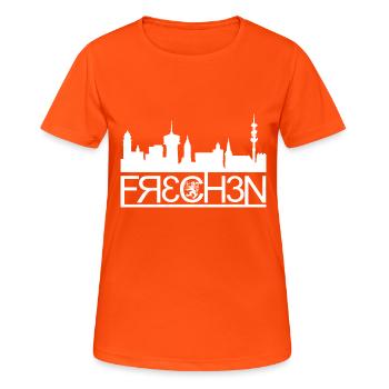 Frechen - Frauen T-Shirt atmungsaktiv - Neonorange - Vorne - AI Model Female 172 dark (172cm)