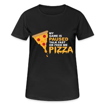 Game Is Paused Pizza Gaming Funny - Women's Breathable T-Shirt - black - Front - AI Model Female 172 light (172cm)