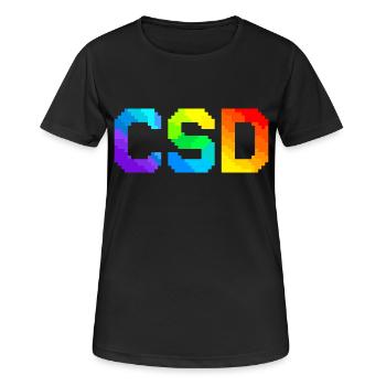CSD - Pixel Pride Flag - Frauen T-Shirt atmungsaktiv - Schwarz - Vorne - AI Model Female 172 light (172cm)