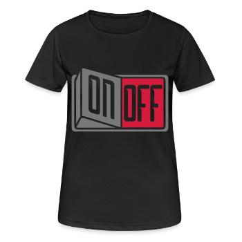 button off on switch button turn off - Women's Breathable T-Shirt - black - Front - AI Model Female 172 light (172cm)