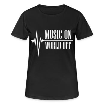 Heart Beat Music On World Off - Frauen T-Shirt atmungsaktiv - Schwarz - Vorne - AI Model Female 172 light (172cm)