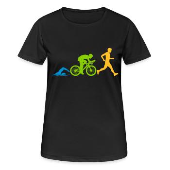 Compétition de triathlon sportif - T-shirt respirant Femme - noir - Devant - AI Model Female 172 light (172cm)