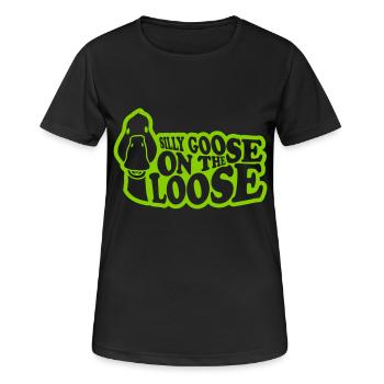 goose on the loose - Frauen T-Shirt atmungsaktiv - Schwarz - Vorne - AI Model Female 172 light (172cm)