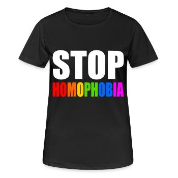 Stop homophobia - T-shirt respirant Femme - noir - Devant - AI Model Female 172 light (172cm)