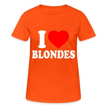 I love blondes - Frauen T-Shirt atmungsaktiv - Neonorange - Vorne - AI Model Female 172 dark (172cm)