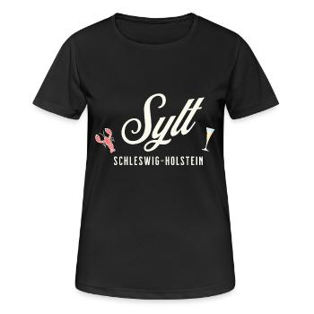 Sylt – Hummer, Sonne, Schaum im Glas - Frauen T-Shirt atmungsaktiv - Schwarz - Vorne - AI Model Female 172 light (172cm)