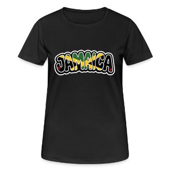 JAMAICA Graffiti - Frauen T-Shirt atmungsaktiv - Schwarz - Vorne - AI Model Female 172 light (172cm)
