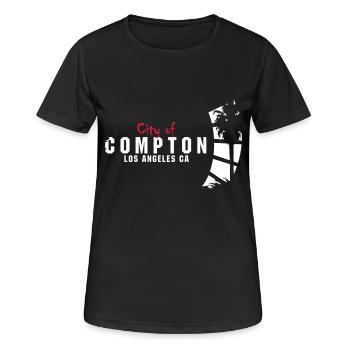 city of compton - Frauen T-Shirt atmungsaktiv - Schwarz - Vorne - AI Model Female 172 light (172cm)