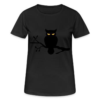 Eule auf Ast - Frauen T-Shirt atmungsaktiv - Schwarz - Vorne - AI Model Female 172 light (172cm)