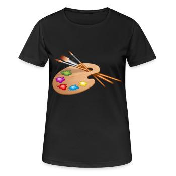 maler painter pinsel paint farbe artist color colo - Frauen T-Shirt atmungsaktiv - Schwarz - Vorne - AI Model Female 172 light (172cm)