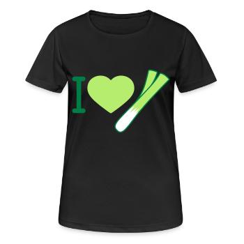 J'aime les poireaux - T-shirt respirant Femme - noir - Devant - AI Model Female 172 light (172cm)