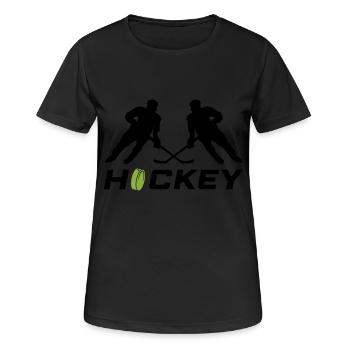 hockey - Frauen T-Shirt atmungsaktiv - Schwarz - Vorne - AI Model Female 172 light (172cm)