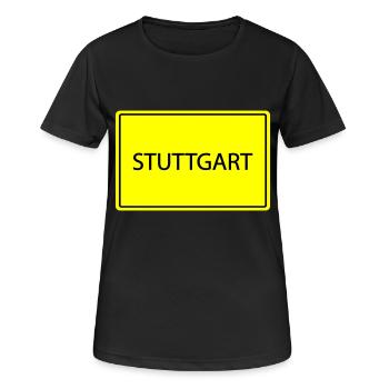 Panneau de signalisation Stuttgart - T-shirt respirant Femme - noir - Devant - AI Model Female 172 light (172cm)