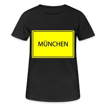 ortsschild münchen - Frauen T-Shirt atmungsaktiv - Schwarz - Vorne - AI Model Female 172 light (172cm)