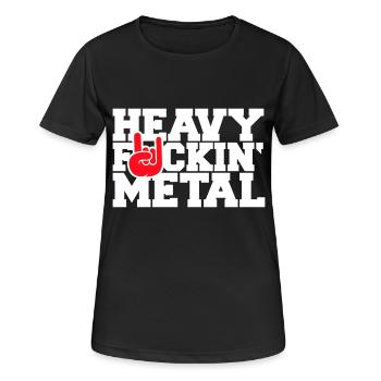 Heavy F#ckin' Metal Hard Rock Hörner Handgeste Fun - Frauen T-Shirt atmungsaktiv - Schwarz - Vorne - AI Model Female 172 light (172cm)