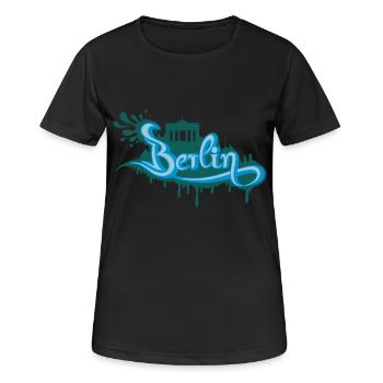 Berlin Streetart Shirt - Frauen T-Shirt atmungsaktiv - Schwarz - Vorne - AI Model Female 172 light (172cm)