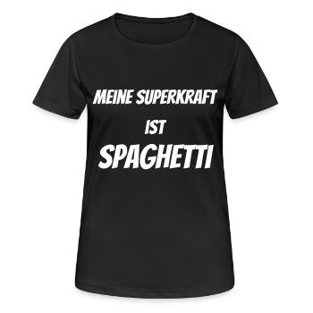 Spaghetti - Frauen T-Shirt atmungsaktiv - Schwarz - Vorne - AI Model Female 172 light (172cm)