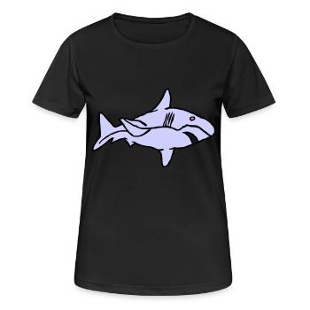 Poisson Requin Prédateur Eau Graffiti Océan - T-shirt respirant Femme - noir - Devant - AI Model Female 172 light (172cm)