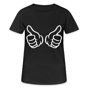 Pouce levé main - T-shirt respirant Femme - noir - Devant - AI Model Female 172 light (172cm)