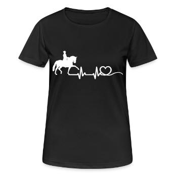 Heartbeat Herz mit Dressurreiter Silhouette 1 weiß - Frauen T-Shirt atmungsaktiv - Schwarz - Vorne - AI Model Female 172 light (172cm)