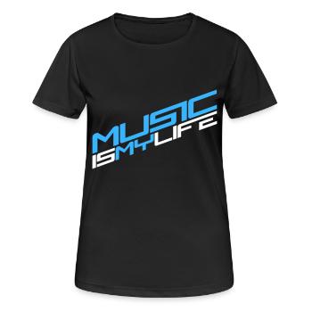 La musique c’est la vie La musique c’est la vie Citation d’amour - T-shirt respirant Femme - noir - Devant - AI Model Female 172 light (172cm)