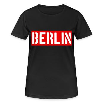 Berlin - Deutschland - Germany - Alexanderplatz - Frauen T-Shirt atmungsaktiv - Schwarz - Vorne - AI Model Female 172 light (172cm)