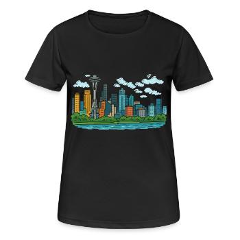 Seattle City - Women's Breathable T-Shirt - black - Front - AI Model Female 172 light (172cm)