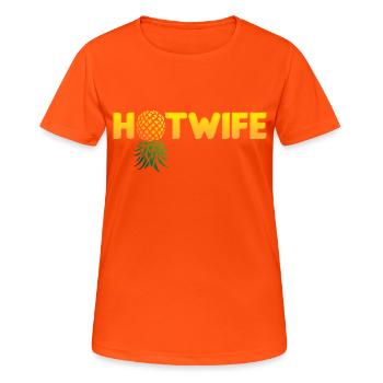 Hotwife Auf dem Kopf Stehende Ananas Swinger Heiße Ehefrau - Frauen T-Shirt atmungsaktiv - Neonorange - Vorne - AI Model Female 172 dark (172cm)