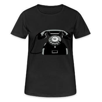 Oldschool Telefon - Frauen T-Shirt atmungsaktiv - Schwarz - Vorne - AI Model Female 172 light (172cm)