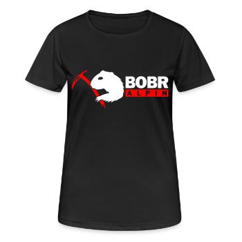 Bobr Alpin Logo - Frauen T-Shirt atmungsaktiv - Schwarz - Vorne - AI Model Female 172 light (172cm)