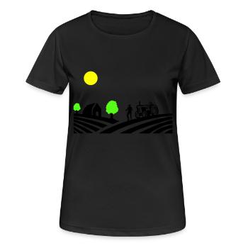 traktor farm - Frauen T-Shirt atmungsaktiv - Schwarz - Vorne - AI Model Female 172 light (172cm)