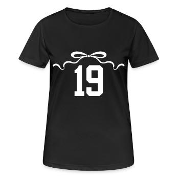 Numéro 19 noeud - 19e anniversaire - T-shirt respirant Femme - noir - Devant - AI Model Female 172 light (172cm)