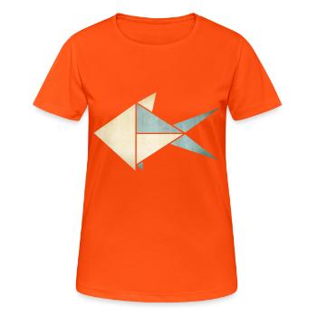 Origami: Fish (parchment paper look) - Frauen T-Shirt atmungsaktiv - Neonorange - Vorne - AI Model Female 172 dark (172cm)