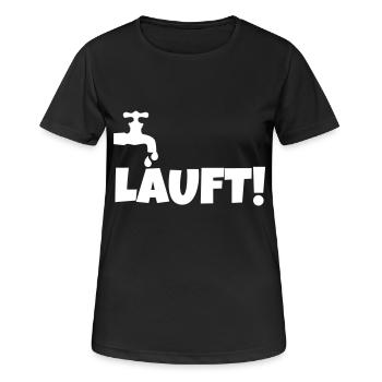Wasserhahn läuft - Frauen T-Shirt atmungsaktiv - Schwarz - Vorne - AI Model Female 172 light (172cm)