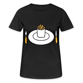 Teller Pommes Frites - Frauen T-Shirt atmungsaktiv - Schwarz - Vorne - AI Model Female 172 light (172cm)