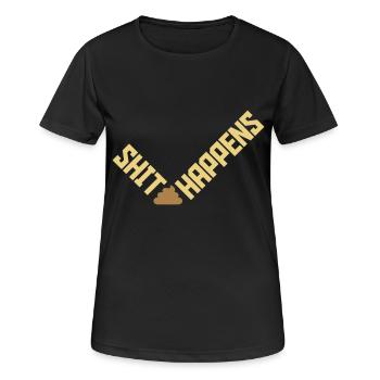 La merde arrive la citation d’humour - T-shirt respirant Femme - noir - Devant - AI Model Female 172 light (172cm)