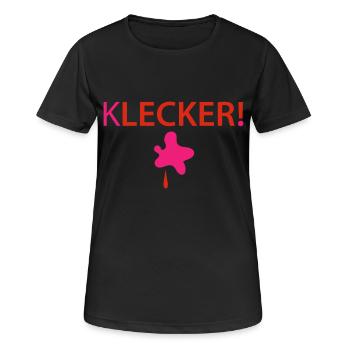 Lecker Klecker - Frauen T-Shirt atmungsaktiv - Schwarz - Vorne - AI Model Female 172 light (172cm)
