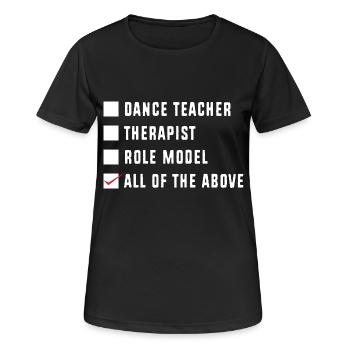 Tanzlehrer - Frauen T-Shirt atmungsaktiv - Schwarz - Vorne - AI Model Female 172 light (172cm)