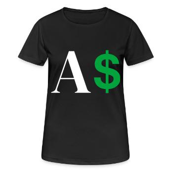 Dollar-Buchstabe - Frauen T-Shirt atmungsaktiv - Schwarz - Vorne - AI Model Female 172 light (172cm)