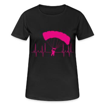 Gleitschirmfliegen, Fallschirm, kardiogramm - Frauen T-Shirt atmungsaktiv - Schwarz - Vorne - AI Model Female 172 light (172cm)