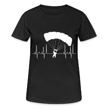 kardiogramm gleitschirm weiss - Frauen T-Shirt atmungsaktiv - Schwarz - Vorne - AI Model Female 172 light (172cm)