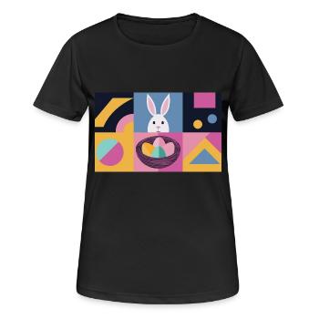 Lapin de Pâques n° 04 - T-shirt respirant Femme - noir - Devant - AI Model Female 172 light (172cm)