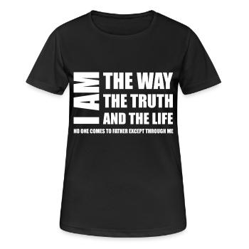 Christliche Sprüche - Frauen T-Shirt atmungsaktiv - Schwarz - Vorne - AI Model Female 172 light (172cm)