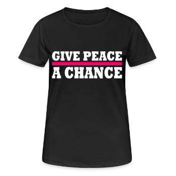 Give peace a chance - Frauen T-Shirt atmungsaktiv - Schwarz - Vorne - AI Model Female 172 light (172cm)