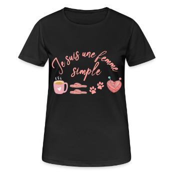 Je suis une femme simple - T-shirt respirant Femme - noir - Devant - AI Model Female 172 light (172cm)