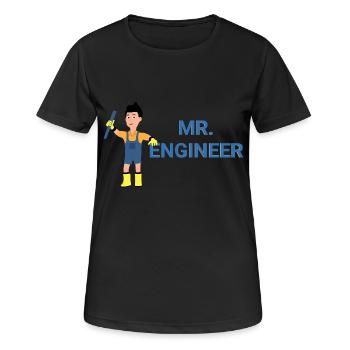 Herr Ingenieur - Frauen T-Shirt atmungsaktiv - Schwarz - Vorne - AI Model Female 172 light (172cm)