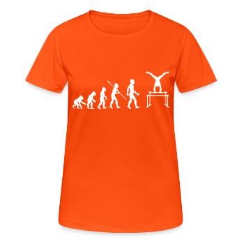 Evolution Gymnastik Turnen Geräteturnen Sport - Frauen T-Shirt atmungsaktiv - Neonorange - Vorne - AI Model Female 172 dark (172cm)