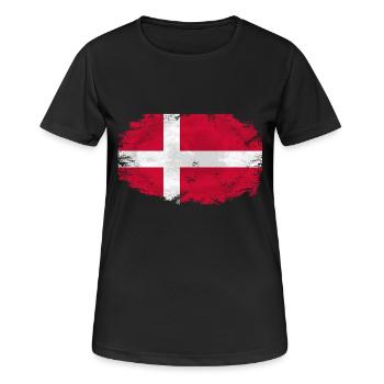 Denmark Flag - Vintage Look - Frauen T-Shirt atmungsaktiv - Schwarz - Vorne - AI Model Female 172 light (172cm)